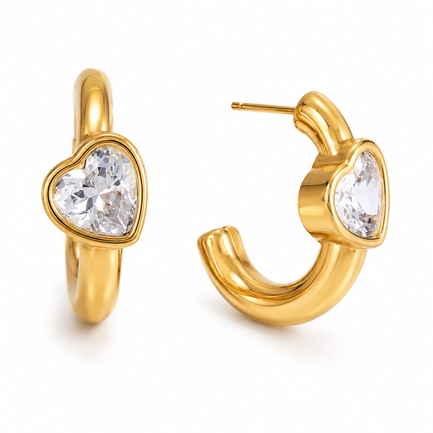 Orecchini Lovely - acciaio inossidabile placcato oro 18k PVD - zirconi