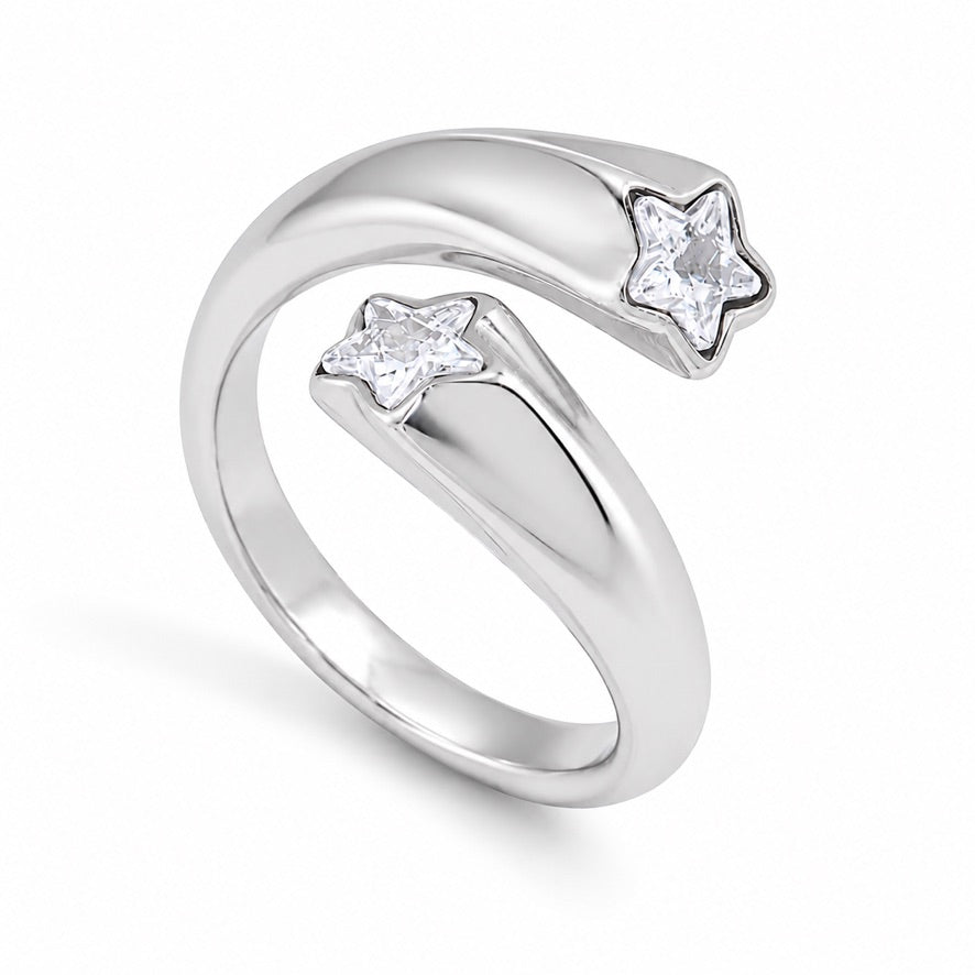Anello Stella Lux - acciaio inossidabile - zirconi  - regolabile
