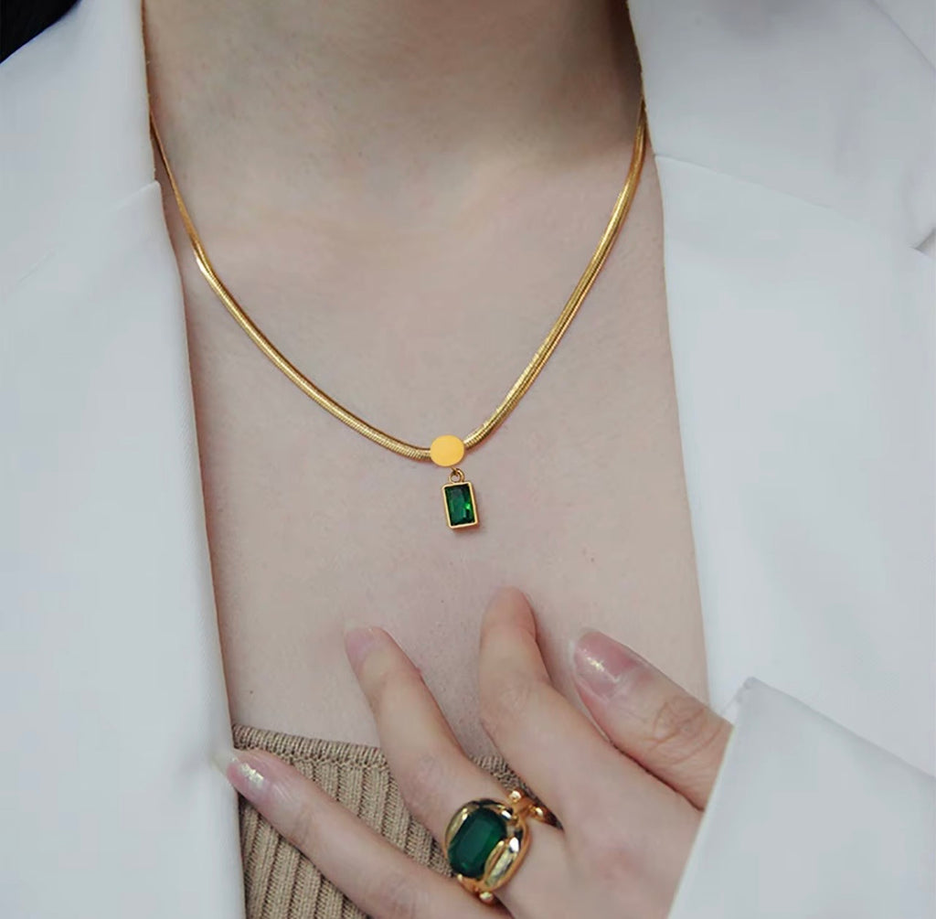 Collana Layali - acciaio inossidabile placcato oro 18k PVD - zircone