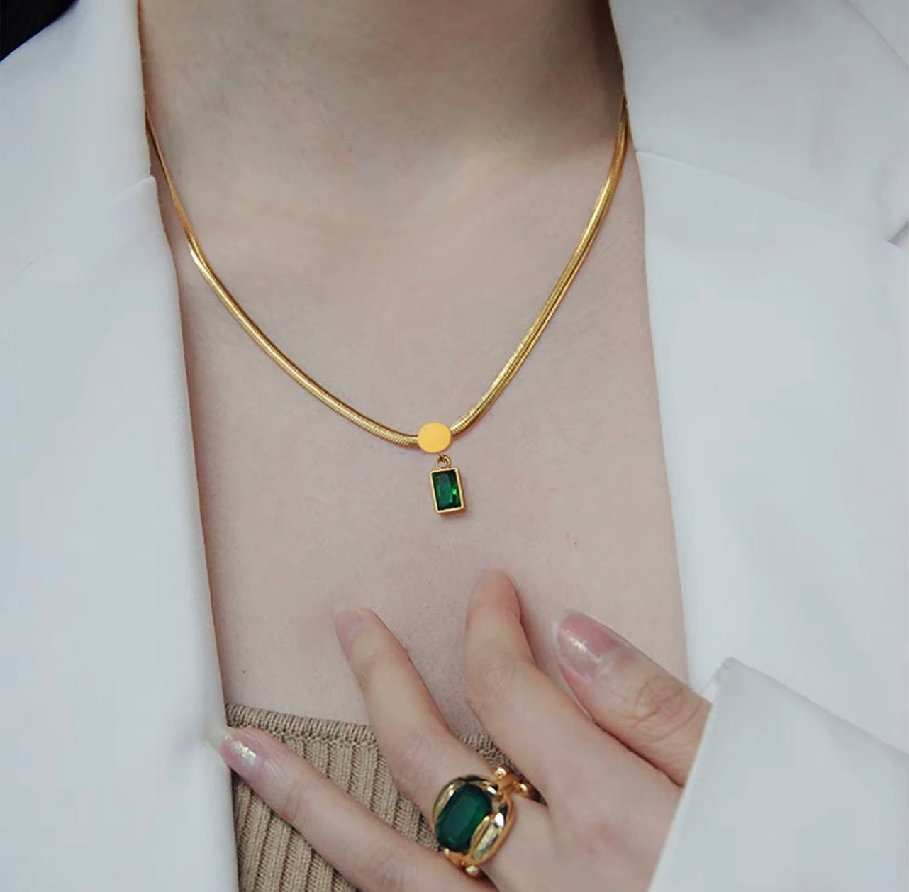 Collana Layali - acciaio inossidabile placcato oro 18k PVD - zircone