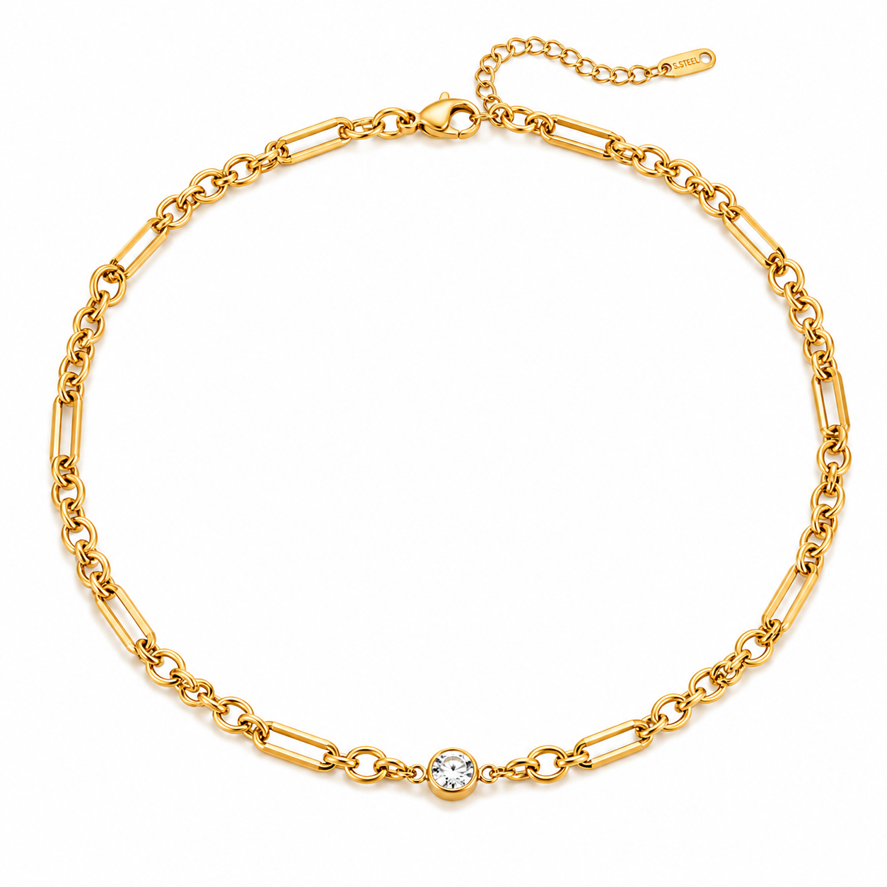 Collana Iclat - acciaio inossidabile placcato oro 18k PVD - zircone