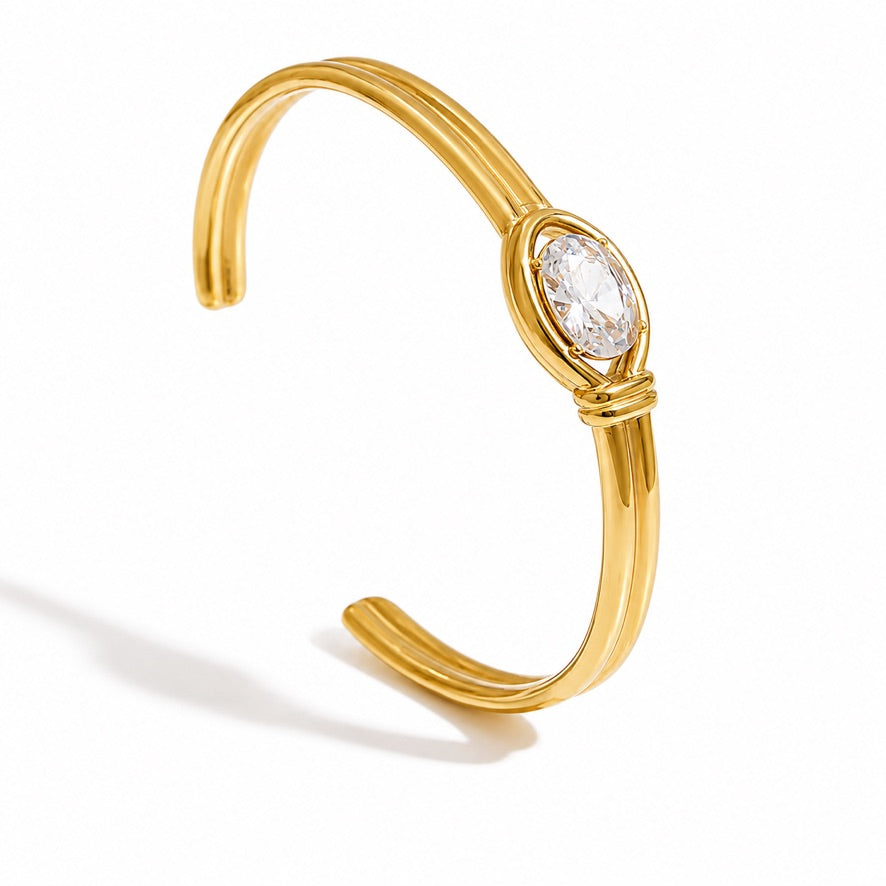 Bracciale Luxuria - acciaio inossidabile placcato oro 18k PVD - zircone cubico