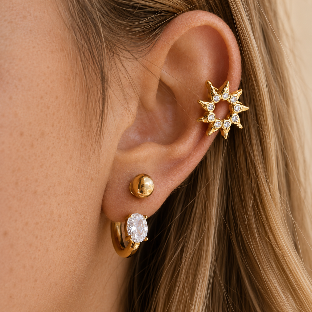 Orecchini Stardust - acciaio inossidabile placcato oro 18k PVD - zirconi
