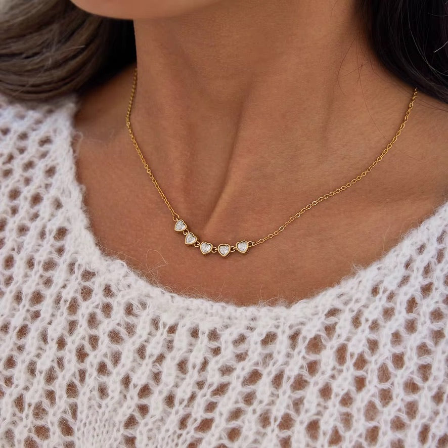 Collana Amour - acciaio inossidabile placcato oro 18k PVD - zirconi incastonati