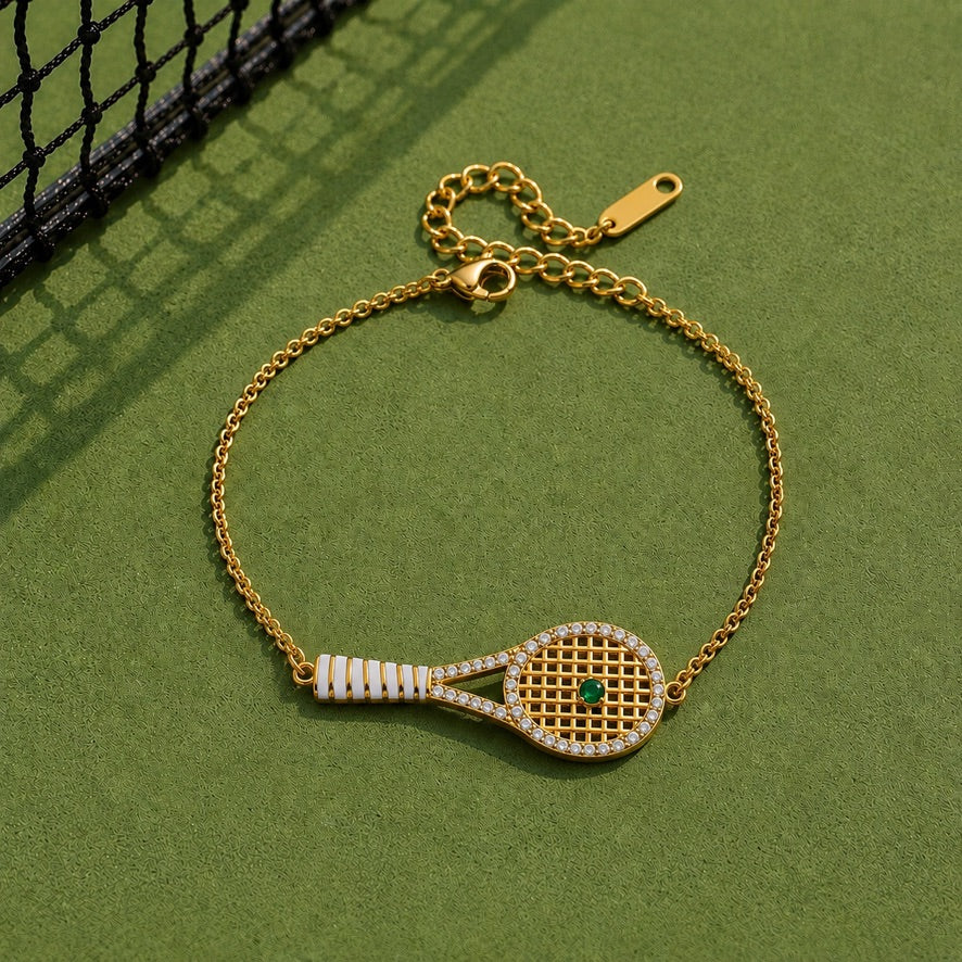 Bracciali Tennis Rachet - acciaio inossidabile placcato oro 18k PVD - zirconi