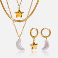 Set Pearly - collana + orecchini - acciaio inossidabile placcato oro 18k PVD - perle