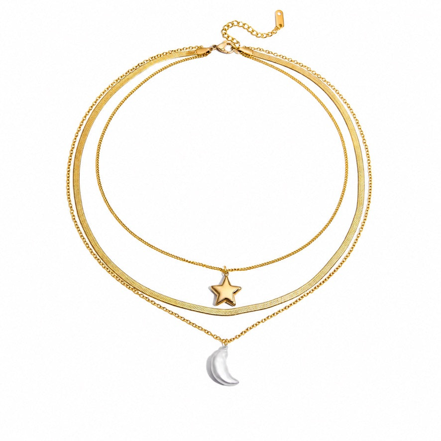 Collana Pearly - acciaio inossidabile placcato oro 18kPVD - perla