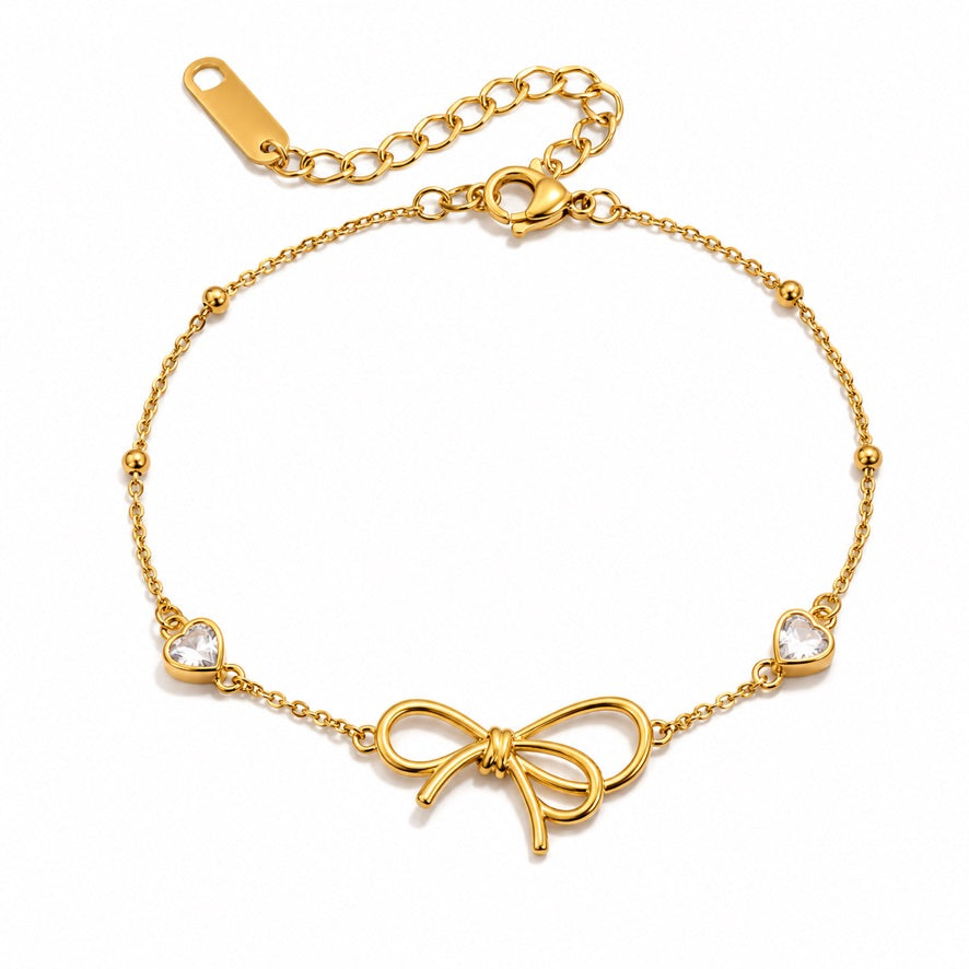 Bracciale Noud - acciaio inossidabile placcato oro 18k PVD - zirconi