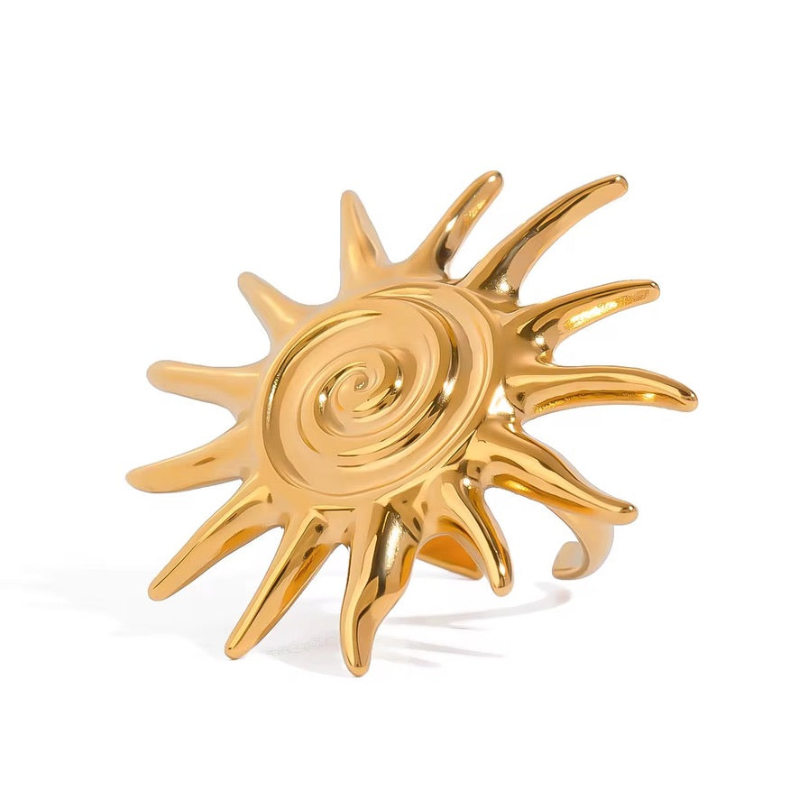 Anello Solaria - acciaio inossidabile placcato oro 18k PVD - regolabile