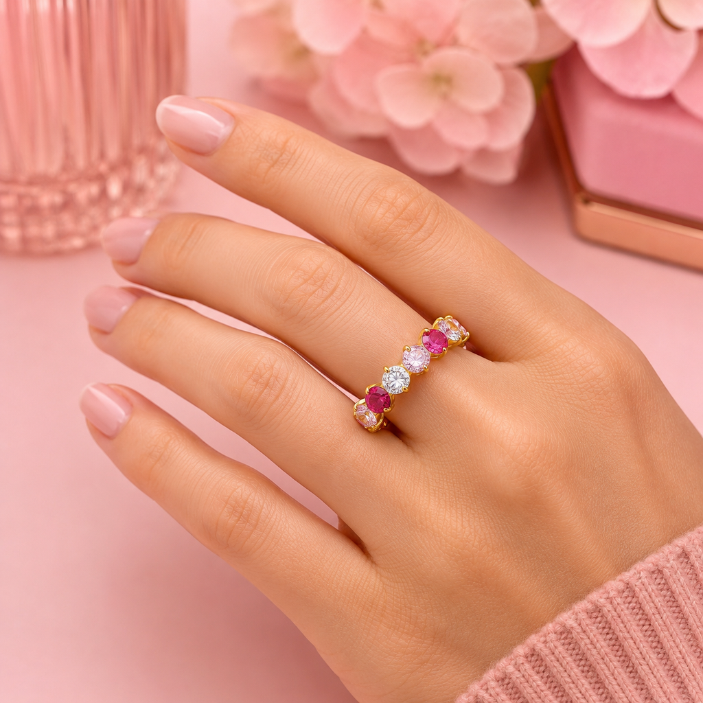 Anello Pinky Royale - acciaio inossidabile placcato oro 18k PVD - zirconi