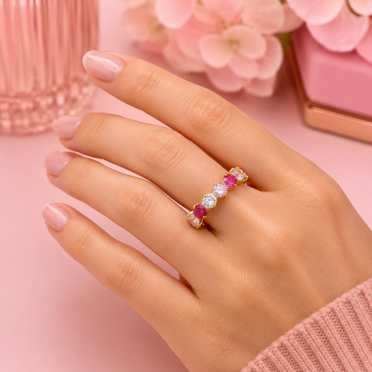 Anello Pinky Royale - acciaio inossidabile placcato oro 18k PVD - zirconi