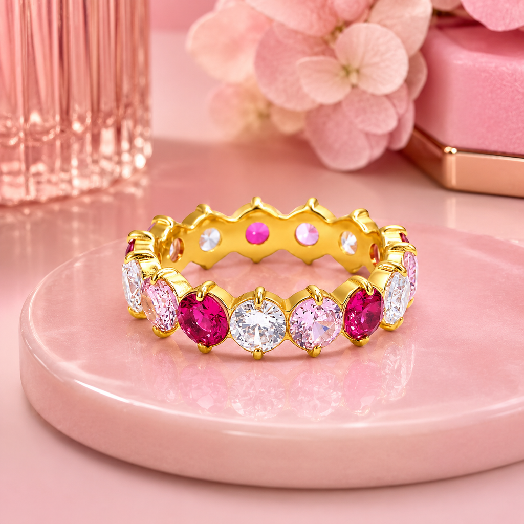 Anello Pinky Royale - acciaio inossidabile placcato oro 18k PVD - zirconi
