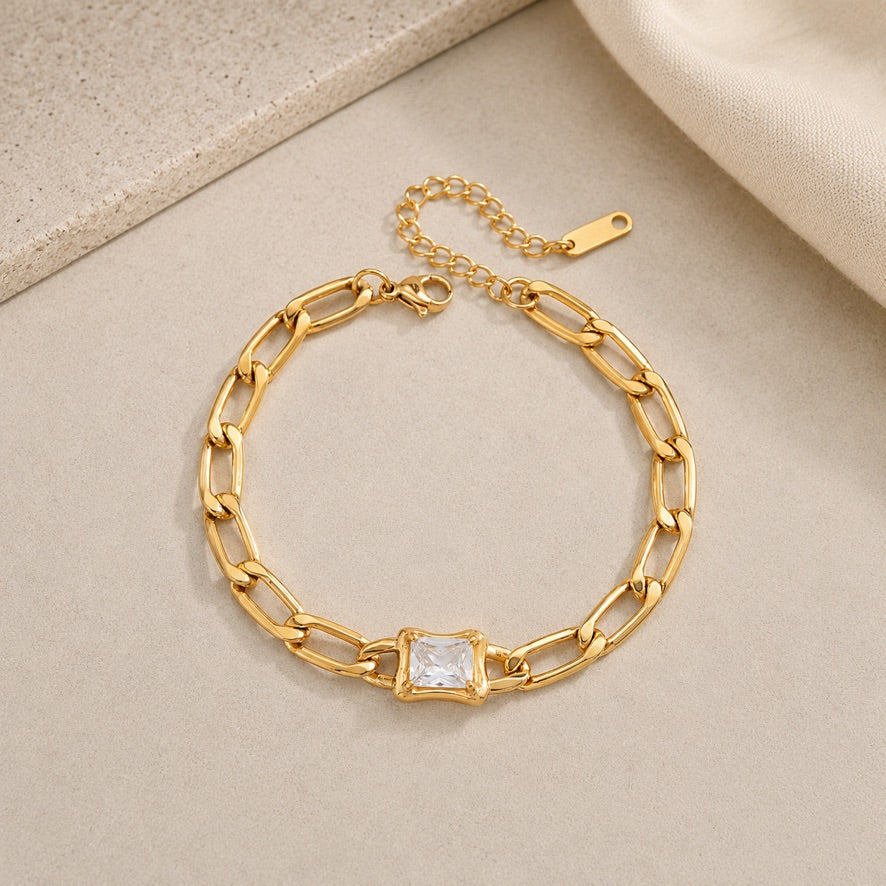 Bracciale Aura - acciaio inossidabile placcato oro 18k PVD - zircone