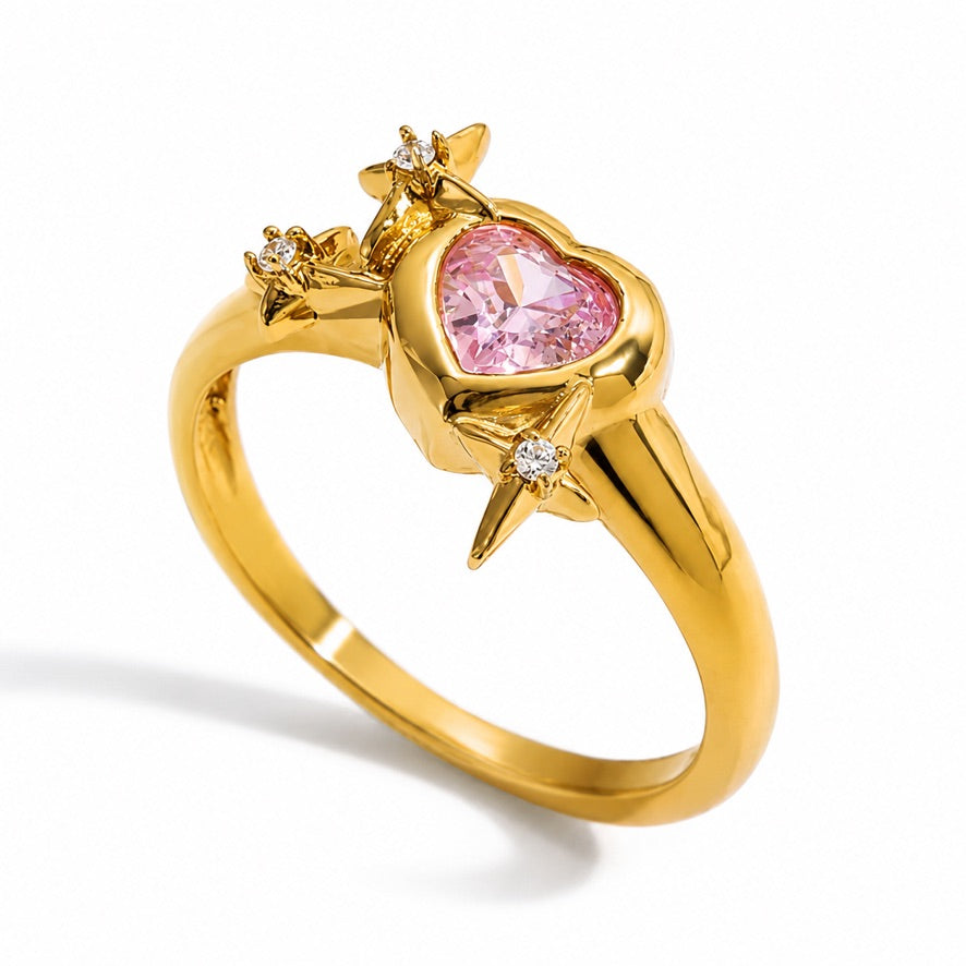 Anello Pinky - acciaio inossidabile placcato oro 18k PVD - zircone