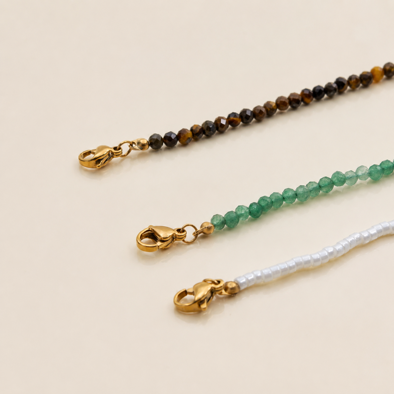 Collane Summer - chiusure e charms in acciaio inossidabile placcato oro 18k PVD - perline e perle