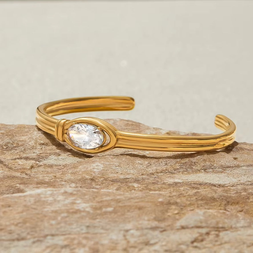 Bracciale Luxuria - acciaio inossidabile placcato oro 18k PVD - zircone cubico