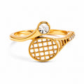 Anello Tennis Rachet - acciaio inossidabile placcato oro 18k PVD - zircone