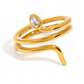 Anello snake luxoria - acciaio inossidabile placcato oro 18k PVD - regolabile