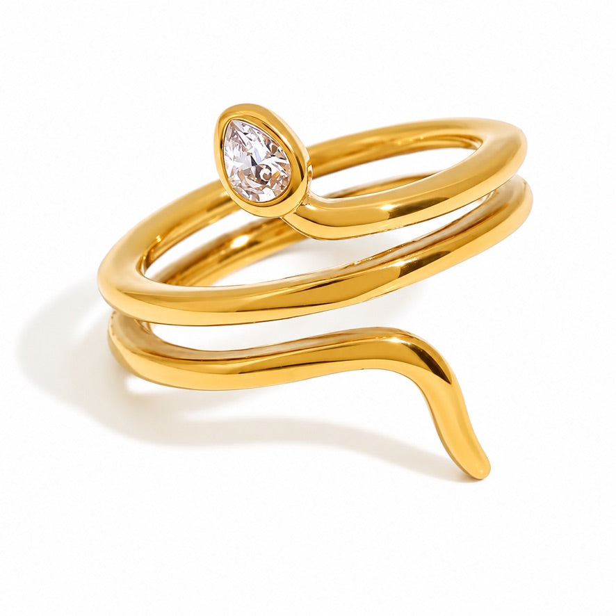 Anello snake luxoria - acciaio inossidabile placcato oro 18k PVD - regolabile