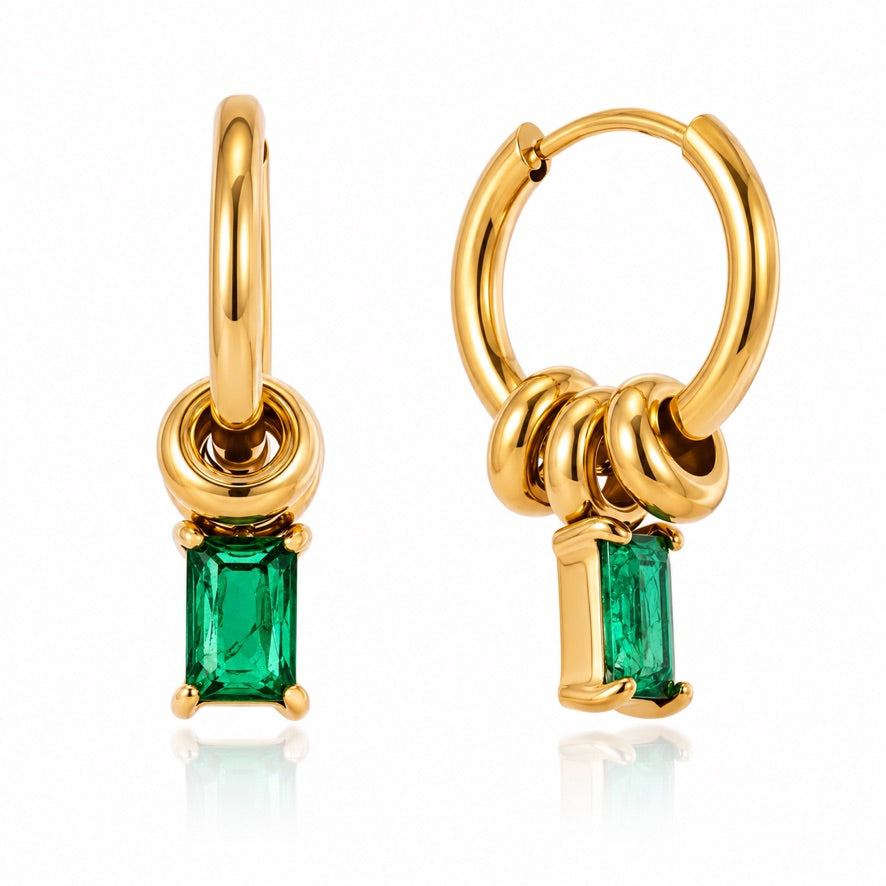 Orecchini Drop Chic - acciaio inossidabile placcato oro 18k PVD - zirconi