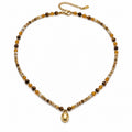Collana Brownie - charm e chiusura in acciaio inossidabile placcato oro 18k PVD e perline