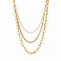 Collana Claire - acciaio inossidabile placcato oro 18k PVD - perle - tre collane insieme