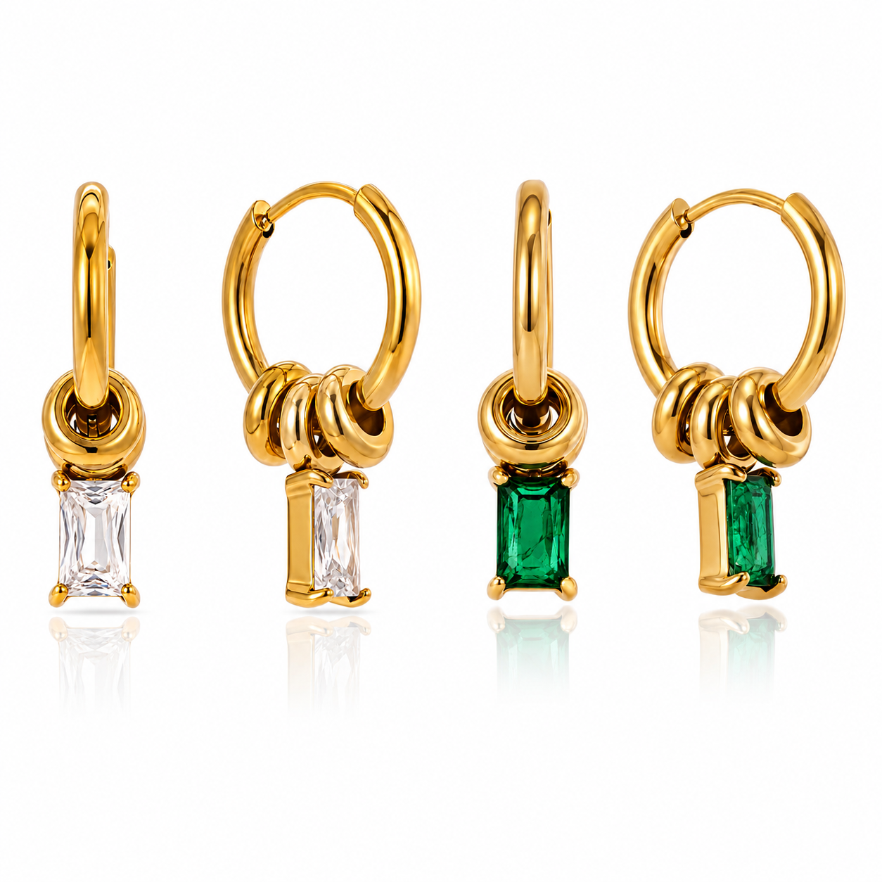 Orecchini Drop Chic - acciaio inossidabile placcato oro 18k PVD - zirconi