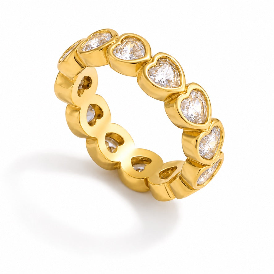Anello Amore eterno - acciaio inossidabile placcato oro 18k PVD - zirconi