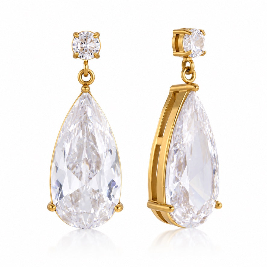 Orecchini Althea - acciaio inossidabile placcato oro 18k PVD - zirconi
