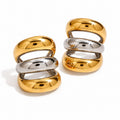 Earcuff Double - acciaio inossidabile/acciaio inossidabile placcato oro 18k PVD - misto gold e silver