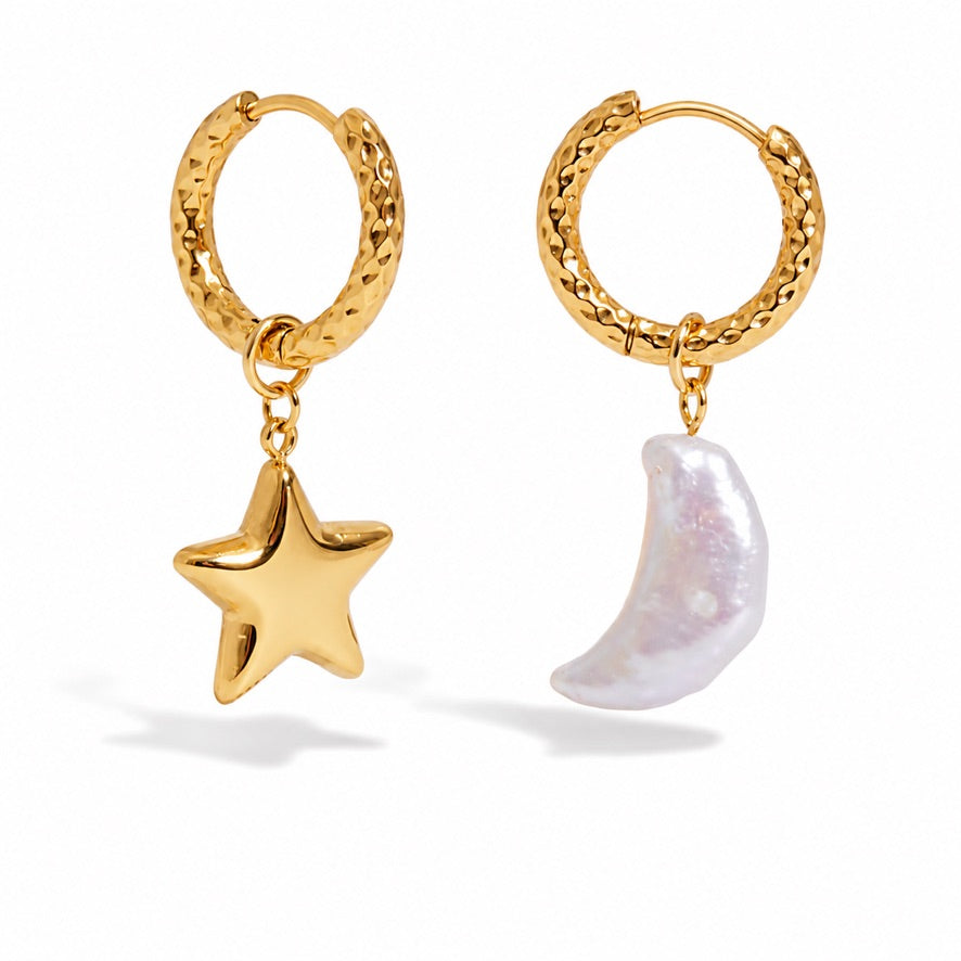 Orecchini Pearly - acciaio inossidabile placcato oro 18k PVD - perla