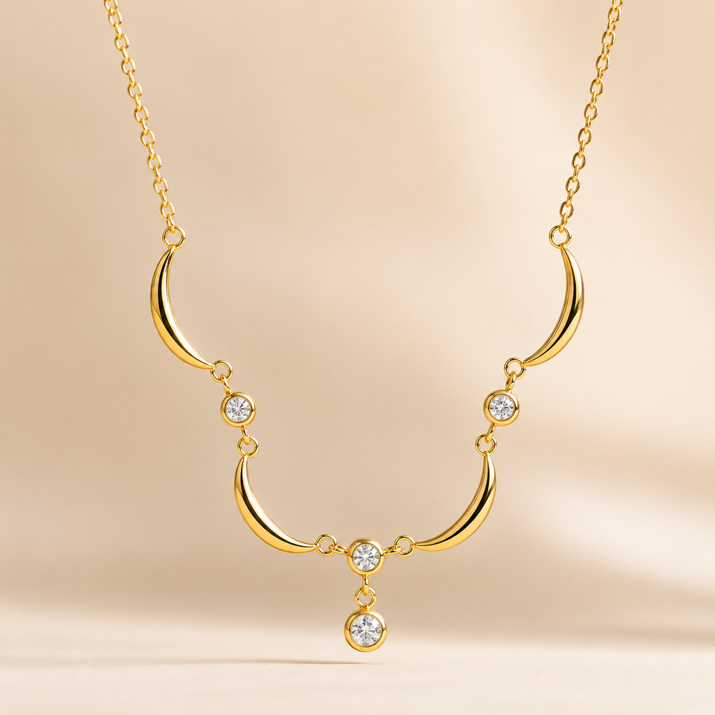 Collana Noble - acciaio inossidabile placcato oro 18k PVD - zirconi