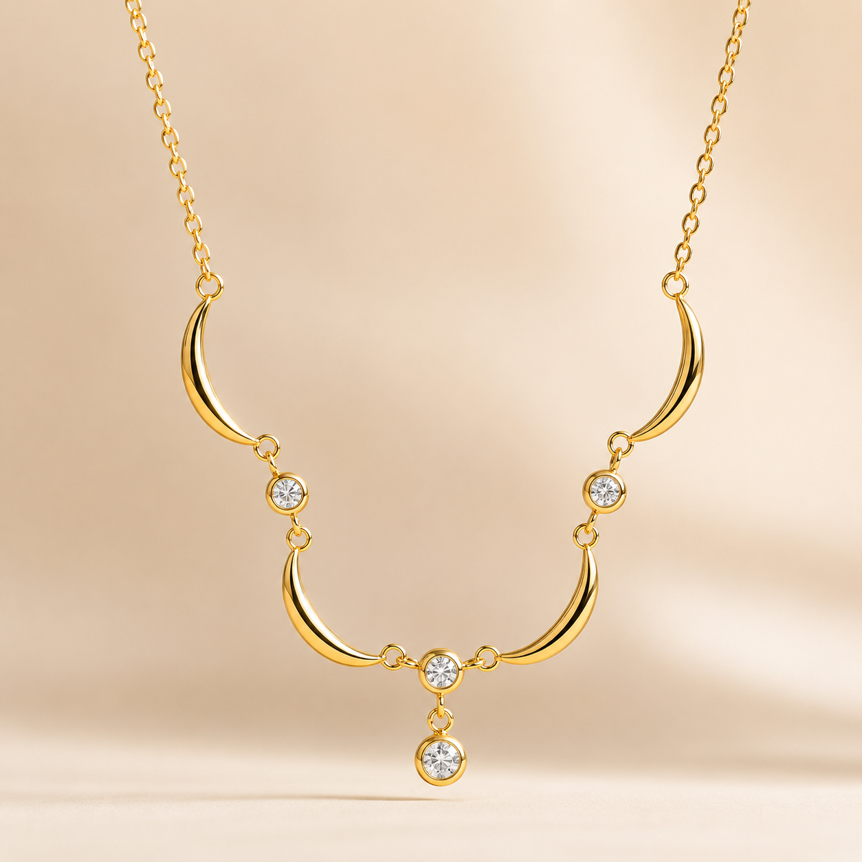 Collana Noble - acciaio inossidabile placcato oro 18k PVD - zirconi