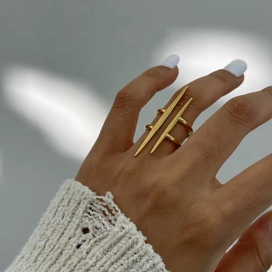 Anello Bagliore - acciaio inossidabile placcato oro 18k PVD - regolabile