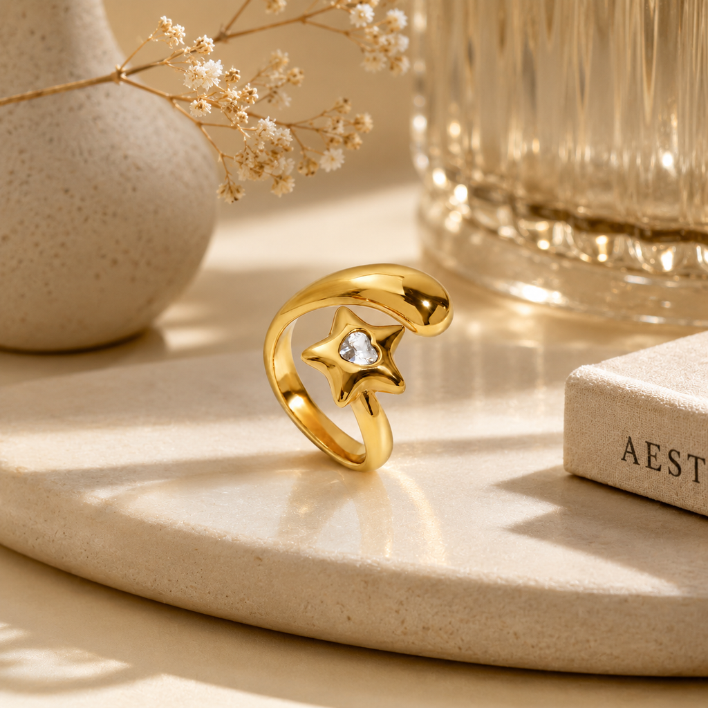 Anello Superstar - acciaio inossidabile/acciaio inossidabile placcato oro 18k PVD - zircone - gold/silver