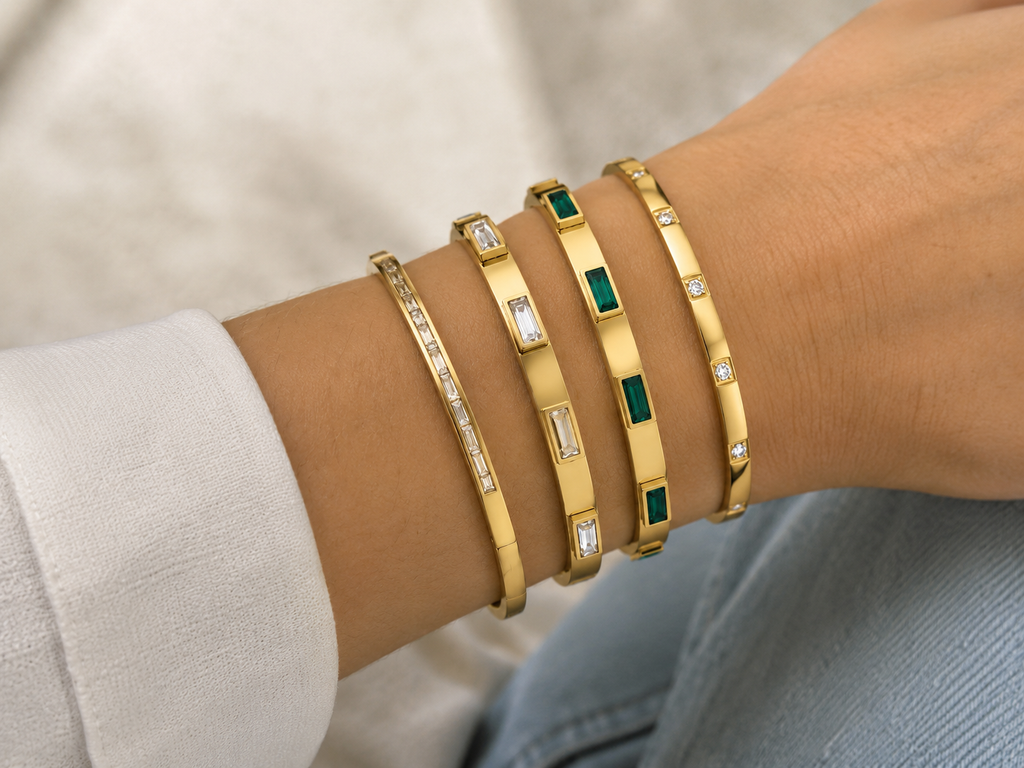 Bracciali Imperium - acciaio inossidabile placcato oro 18k PVD - zirconi - disponibile in diverse varianti