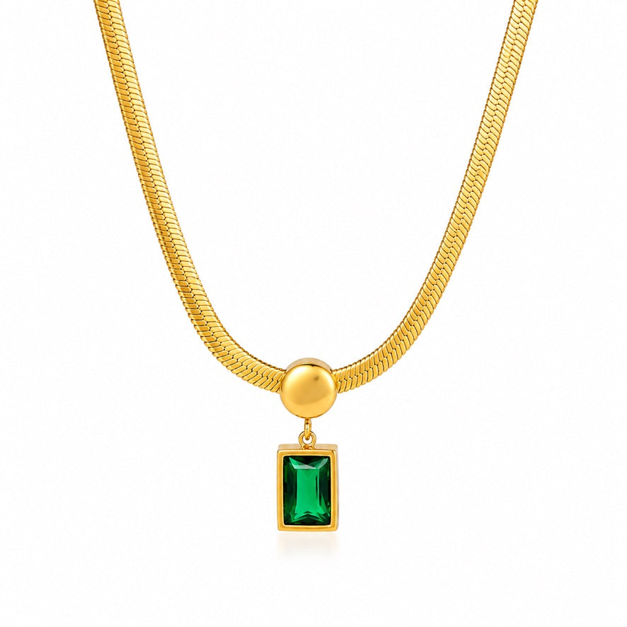 Collana Layali - acciaio inossidabile placcato oro 18k PVD - zircone