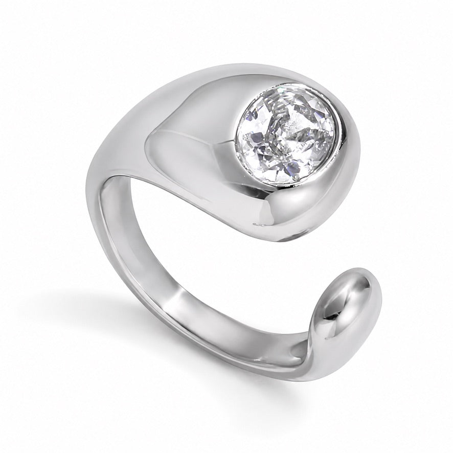 Anello Zarel - acciaio inossidabile - regolabile - zircone