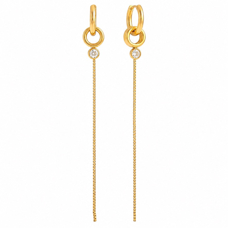 Orecchini Catena - acciaio inossidabile placcato oro 18k PVD - zirconi