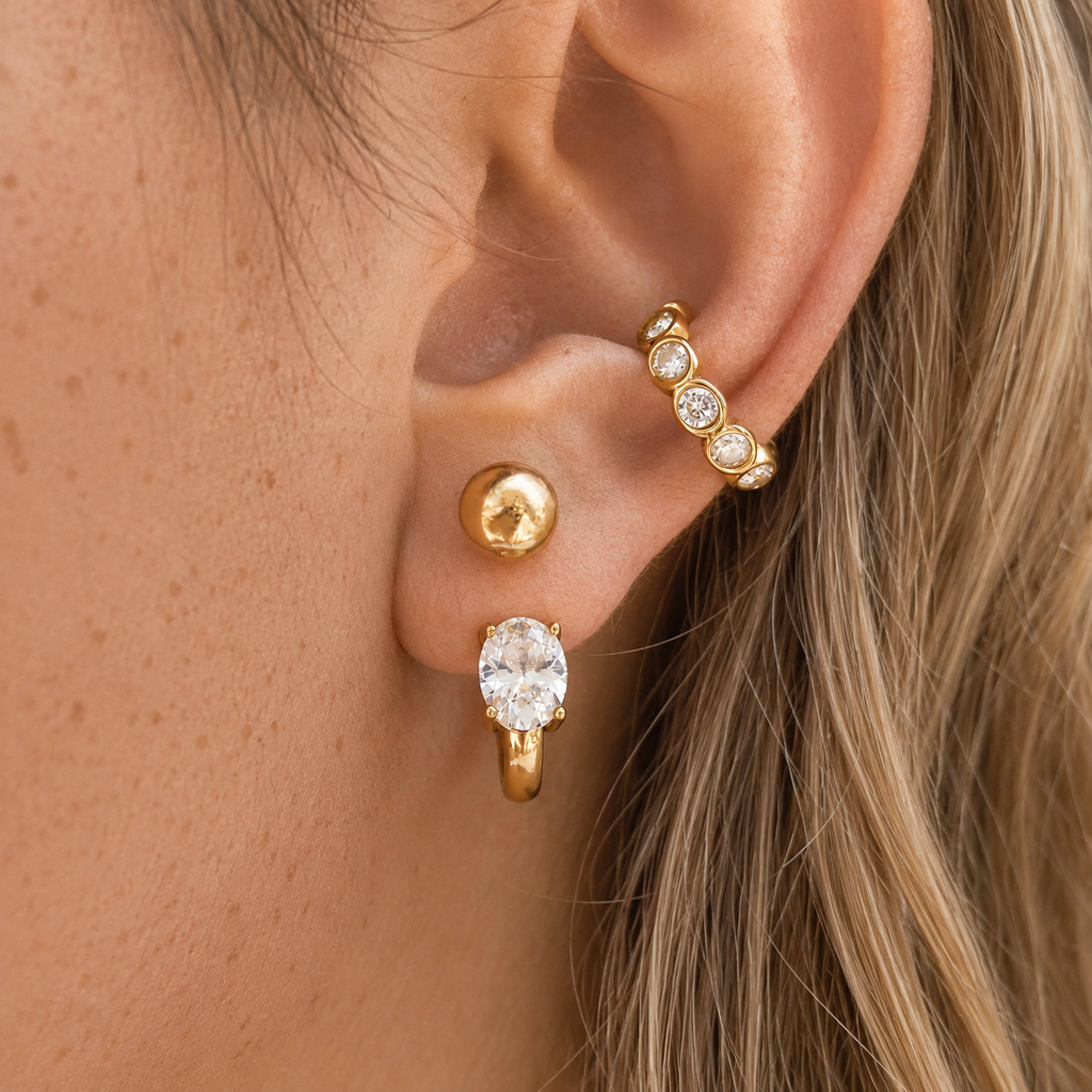 Orecchini Stardust - acciaio inossidabile placcato oro 18k PVD - zirconi