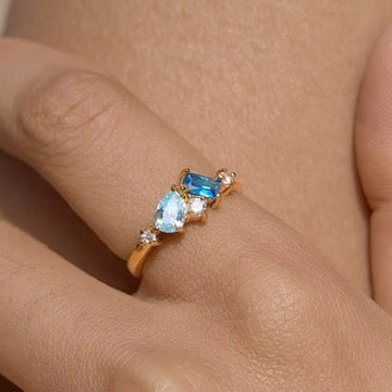 Anello Andromeda - acciaio inossidabile placcato oro 18k PVD - zirconi