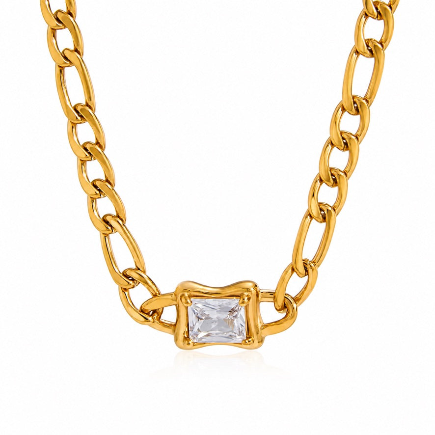 Collana Aura - acciaio inossidabile con placcatura oro 18k PVD -zirconi