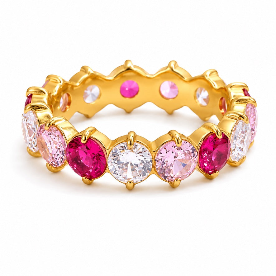 Anello Pinky Royale - acciaio inossidabile placcato oro 18k PVD - zirconi