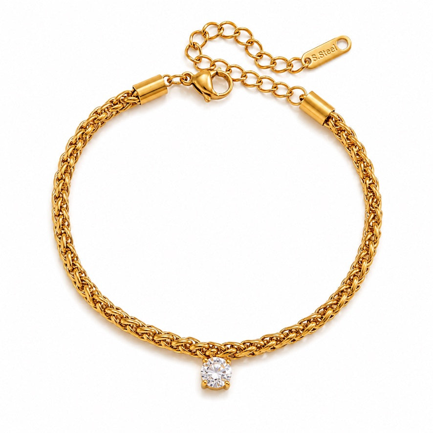 Bracciale Simple Glow - acciaio inossidabile placcato oro 18k PVD - zircone