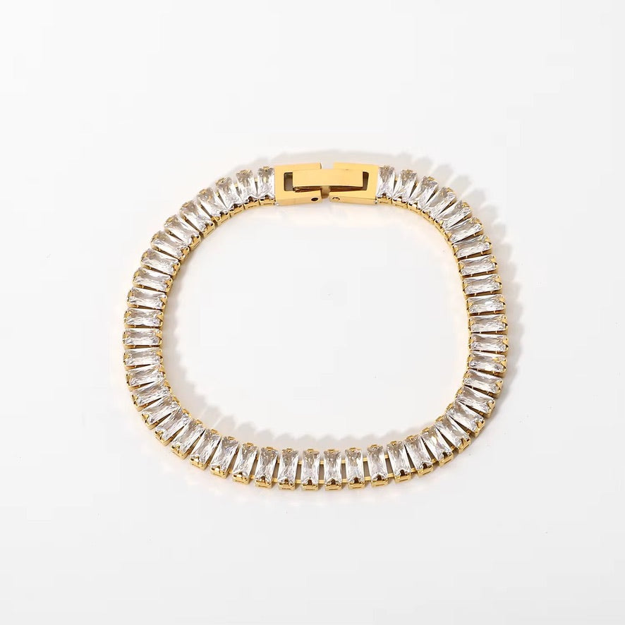 Bracciale tennis shining - acciaio inossidabile placcato oro 18k PVD - zirconi