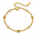 Bracciale Legame - acciaio inossidabile placcato oro 18K PVD - zirconi