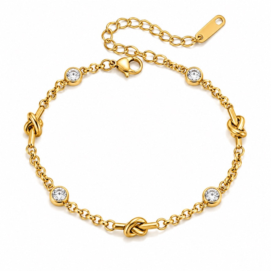 Bracciale Legame - acciaio inossidabile placcato oro 18K PVD - zirconi