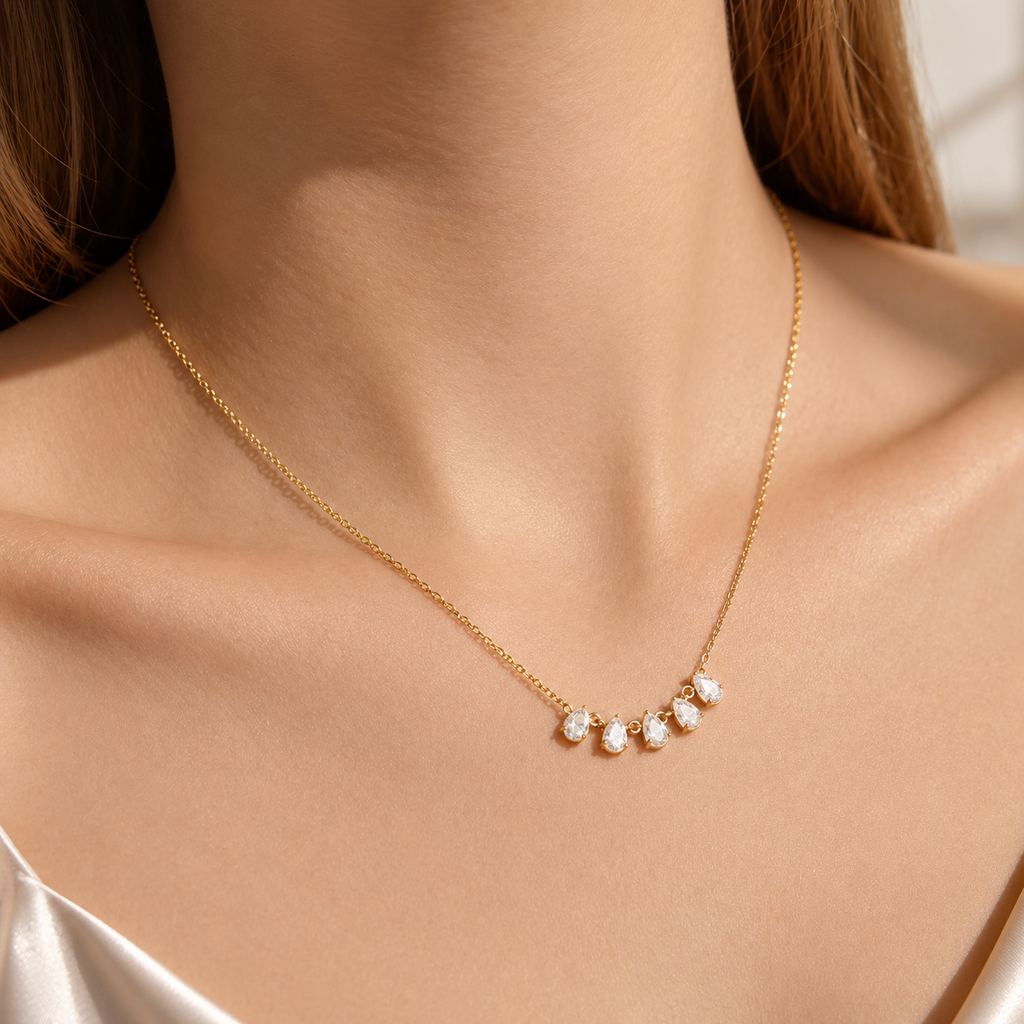 Collana Velia - acciaio inossidabile placcato oro 18k PVD - zirconi