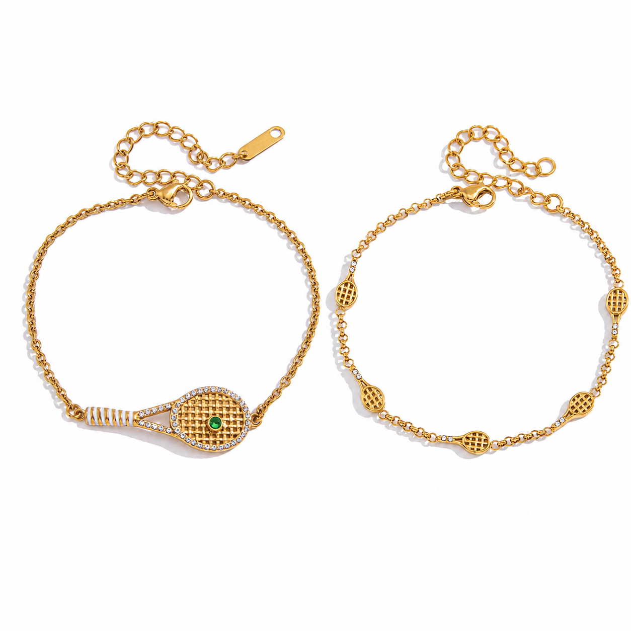 Bracciali Tennis Rachet - acciaio inossidabile placcato oro 18k PVD - zirconi