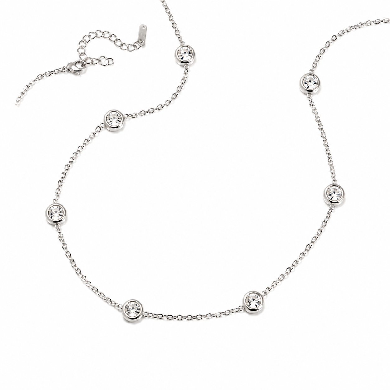 Collana Luce - acciaio inossidabile - zirconi incastonati
